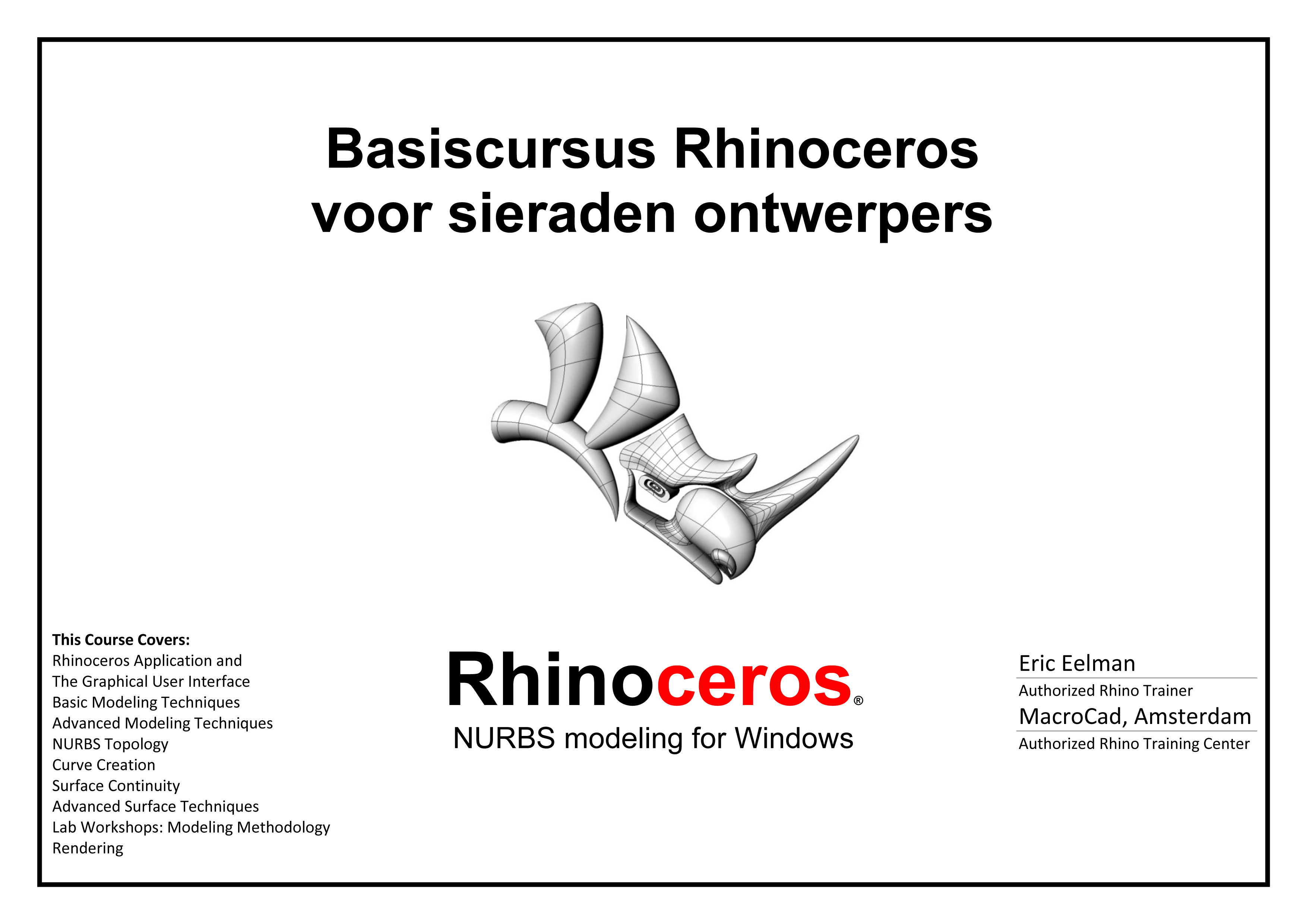 Rhino voor sieraden ontwerpers training voorblad